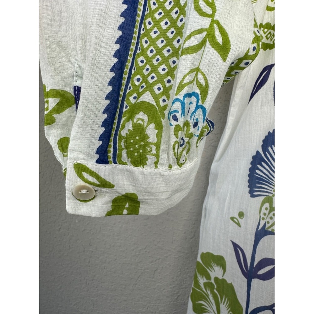 Haute Hippie 100%‎ Cotton Floral Button Up Midi Dress Cover Up Size Medium - Picture 5 of 14